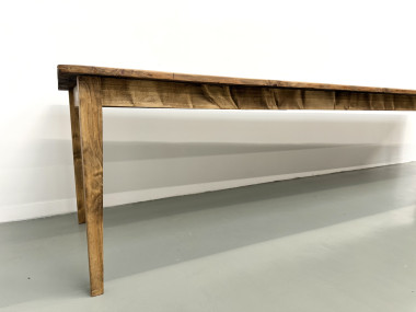 Grande table de ferme XXL en pin massif et pieds fuseaux années 50, vue 14