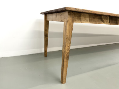 Grande table de ferme XXL en pin massif et pieds fuseaux années 50, vue 15