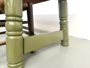 Table à manger laquée vert olive glossy — DLG Georges Robert, Circa 1970, vue 11