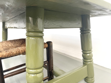 Table à manger laquée vert olive glossy — DLG Georges Robert, Circa 1970, vue 12