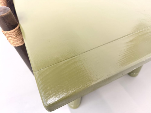 Table à manger laquée vert olive glossy — DLG Georges Robert, Circa 1970, vue 14