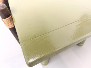 Table à manger laquée vert olive glossy — DLG Georges Robert, Circa 1970, vue 14