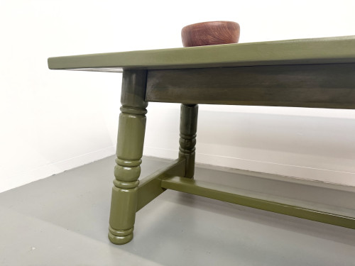 Table à manger laquée vert olive glossy — DLG Georges Robert, Circa 1970, vue 19