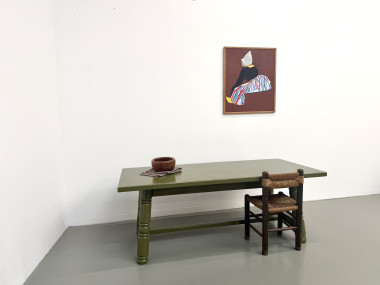 Table à manger laquée vert olive glossy — DLG Georges Robert, Circa 1970, vue 23