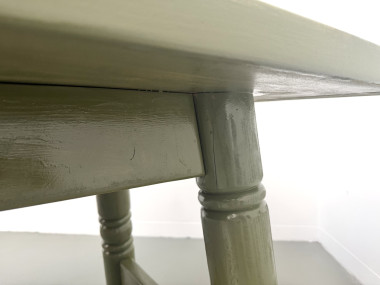 Table à manger laquée vert olive glossy — DLG Georges Robert, Circa 1970, vue 30