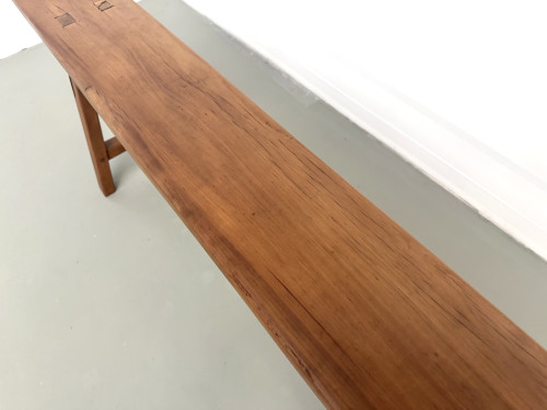 Banc en noyer massif restauré — Années 50, vue 13