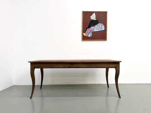 Table de ferme en merisier massif — Pieds sabres, Circa 1880, vue 1