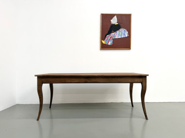 Table de ferme en merisier massif — Pieds sabres, Circa 1880, vue 1