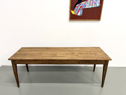 Table de ferme aux pieds fuseaux, années 50, vue 2