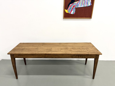 Table de ferme aux pieds fuseaux, années 50, vue 2