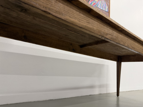Table de ferme aux pieds fuseaux, années 50, vue 6