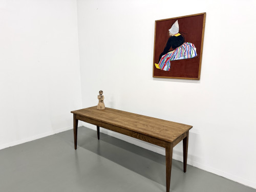 Table de ferme aux pieds fuseaux, années 50, vue 12