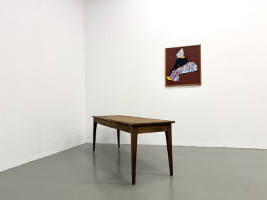 Table de ferme aux pieds fuseaux, années 50, vue 13