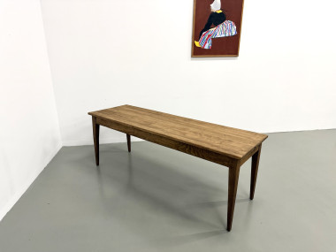 Table de ferme aux pieds fuseaux, années 50, vue 19