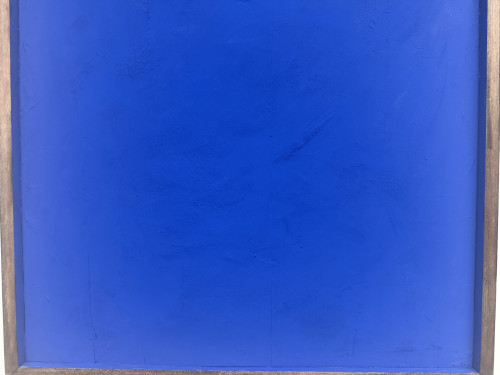Tableau monochrome bleu Klein, acrylique sur bois massif, cadre pin, années 90, vue 4