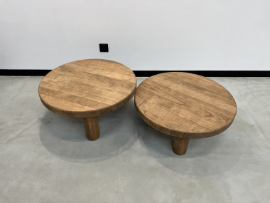 Duo de tables basses circulaires "mid century", vue 4