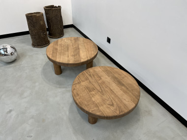Duo de tables basses circulaires "mid century", vue 5