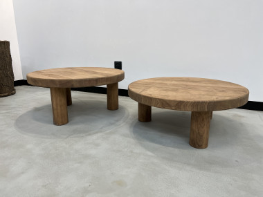 Duo de tables basses circulaires "mid century", vue 6