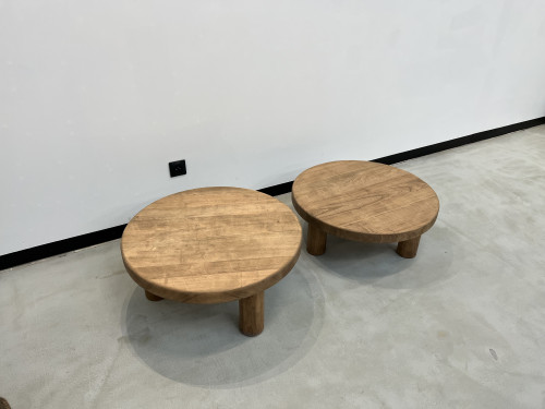 Duo de tables basses circulaires "mid century", vue 7