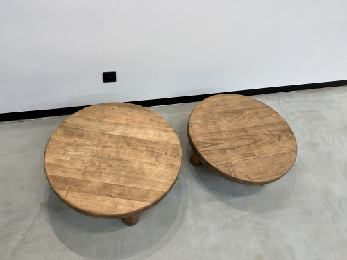 Duo de tables basses circulaires "mid century", vue 8