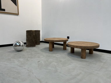 Duo de tables basses circulaires "mid century", vue 12