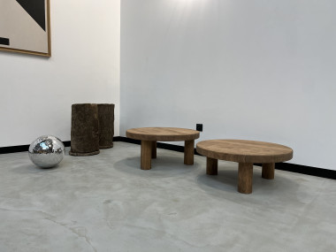 Duo de tables basses circulaires "mid century", vue 13