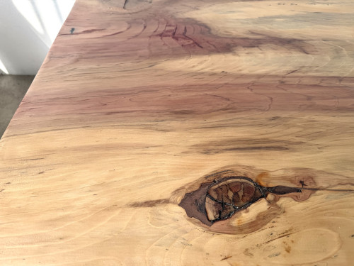 Table basse brutaliste organique en cèdre massif, piédestal tronc, années 70, vue 7