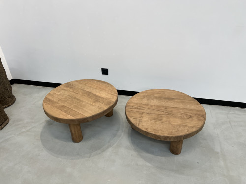 Duo de tables basses circulaires "mid century", vue 14