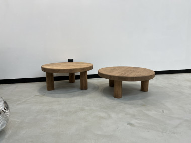 Duo de tables basses circulaires "mid century", vue 15