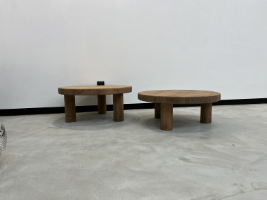 Duo de tables basses circulaires "mid century", vue 16