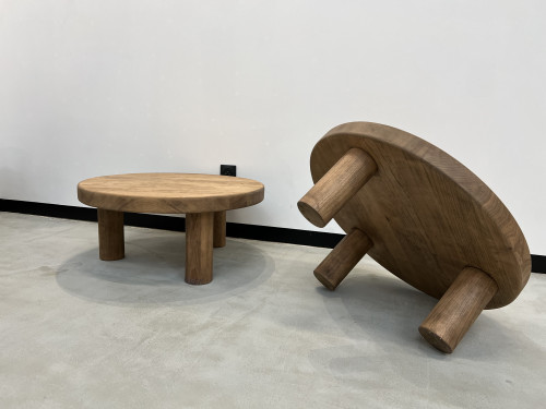 Duo de tables basses circulaires "mid century", vue 18