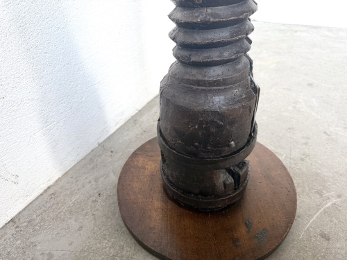 Sellette vis de pressoir en chêne massif, socle métal, XIXe siècle, vue 18
