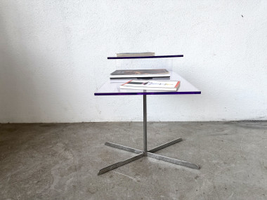 Table d'appoint acrylique transparent et chrome, design années 70, vue 11
