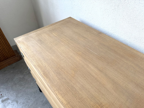 Commode trois tiroirs ARP — Minvielle, chêne et métal laqué, France, années 1960, vue 6