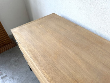 Commode trois tiroirs ARP — Minvielle, chêne et métal laqué, France, années 1960, vue 6