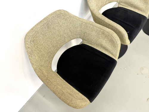 Série de six fauteuils pivotants à coque organique, tissu chiné et base disque lestée, années 1990, vue 17