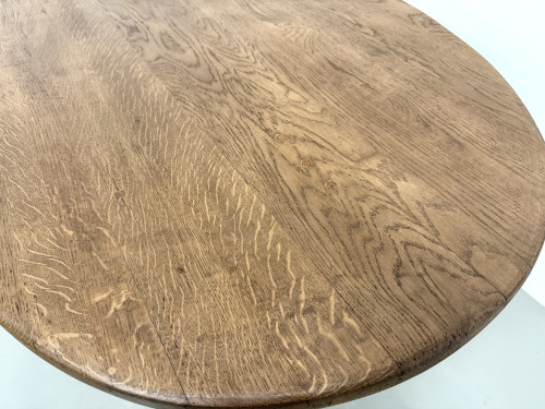 Table ovale à pieds en T, chêne massif, travail d'étudiant en ébénisterie, France, années 1990, vue 10