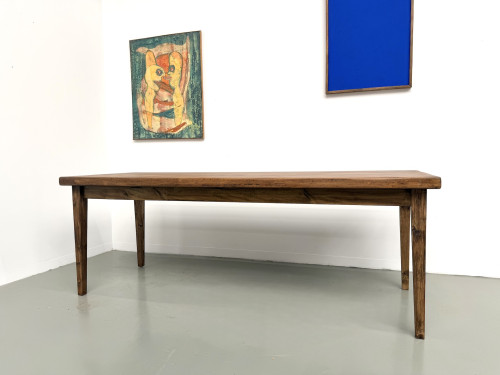 Table de ferme en hêtre, pieds fuseaux, France, années 1970, vue 3