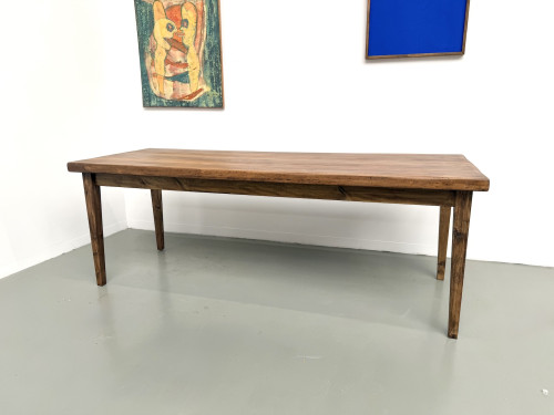 Table de ferme en hêtre, pieds fuseaux, France, années 1970, vue 4