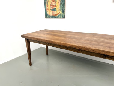 Table de ferme en hêtre, pieds fuseaux, France, années 1970, vue 7