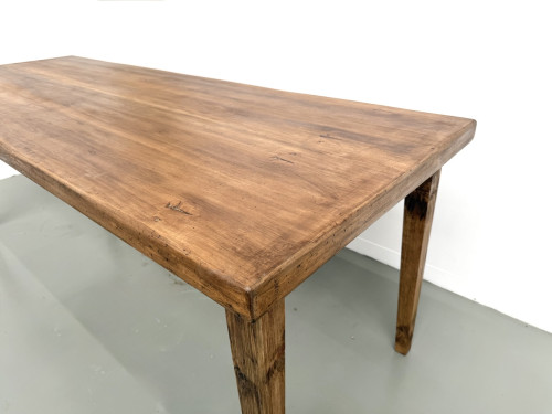 Table de ferme en hêtre, pieds fuseaux, France, années 1970, vue 11