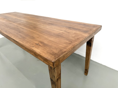 Table de ferme en hêtre, pieds fuseaux, France, années 1970, vue 11
