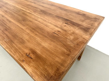 Table de ferme en hêtre, pieds fuseaux, France, années 1970, vue 12