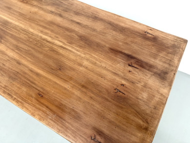 Table de ferme en hêtre, pieds fuseaux, France, années 1970, vue 15
