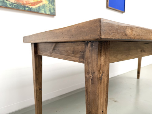 Table de ferme en hêtre, pieds fuseaux, France, années 1970, vue 22