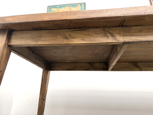 Table de ferme en hêtre, pieds fuseaux, France, années 1970, vue 24