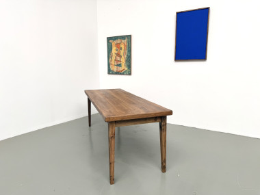 Table de ferme en hêtre, pieds fuseaux, France, années 1970, vue 27