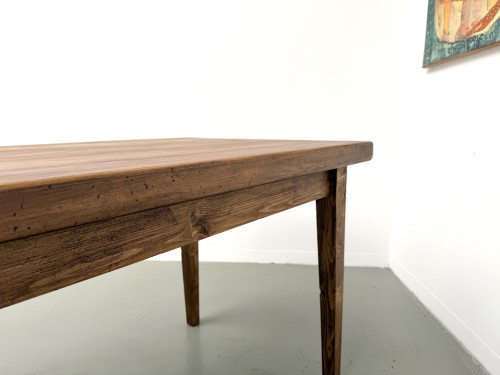 Table de ferme en hêtre, pieds fuseaux, France, années 1970, vue 31