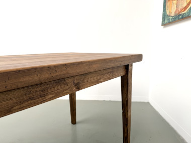 Table de ferme en hêtre, pieds fuseaux, France, années 1970, vue 31