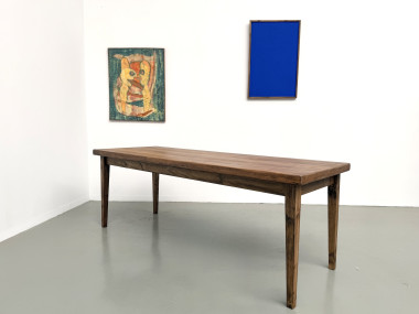 Table de ferme en hêtre, pieds fuseaux, France, années 1970, vue 34
